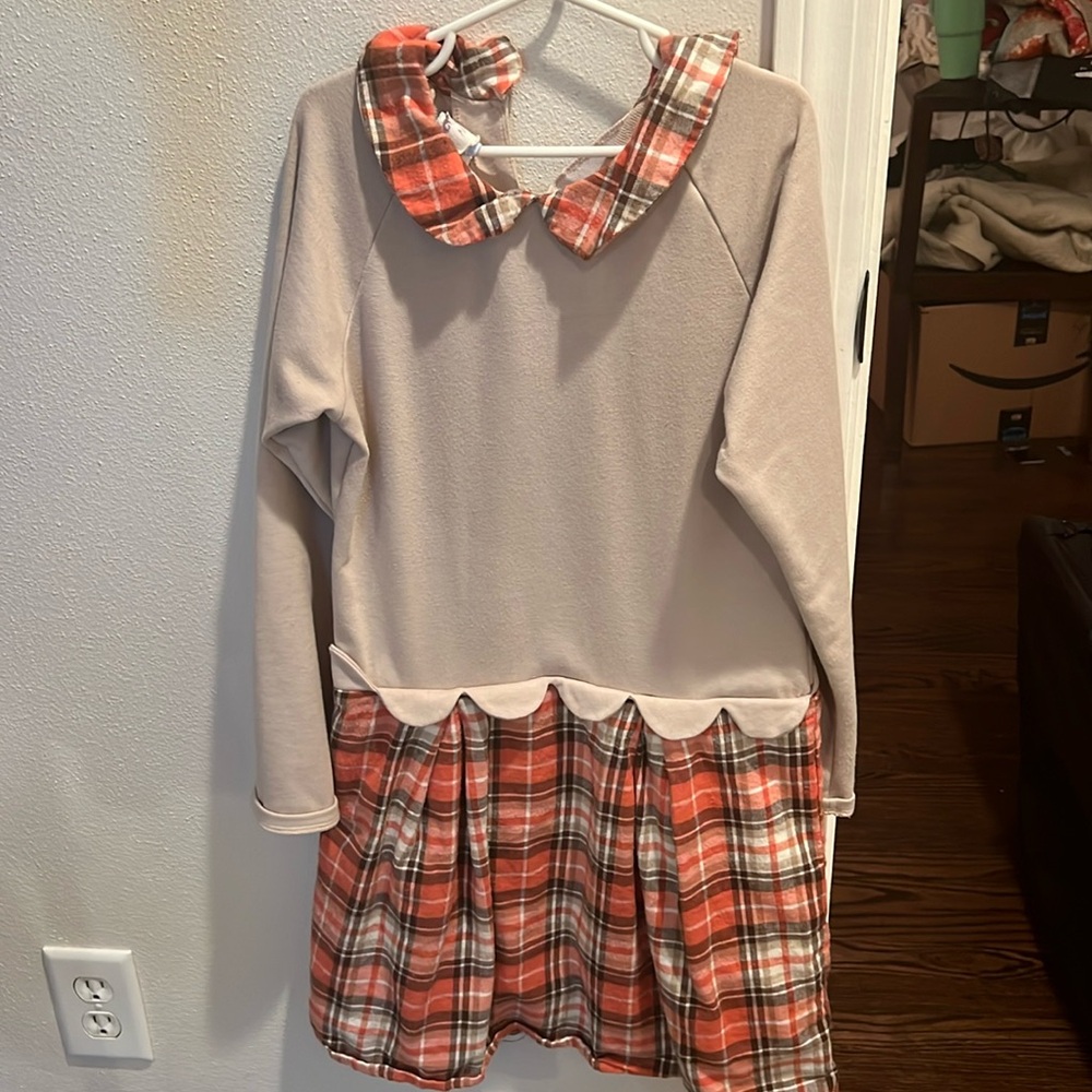 Bella Bliss size 12 plaid sweatshirt dress